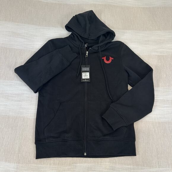 True Religion Men's Sz Small Classic Buddha Logo Full Zip Up Hoodie Fleece S NWT - Picture 2 of 10